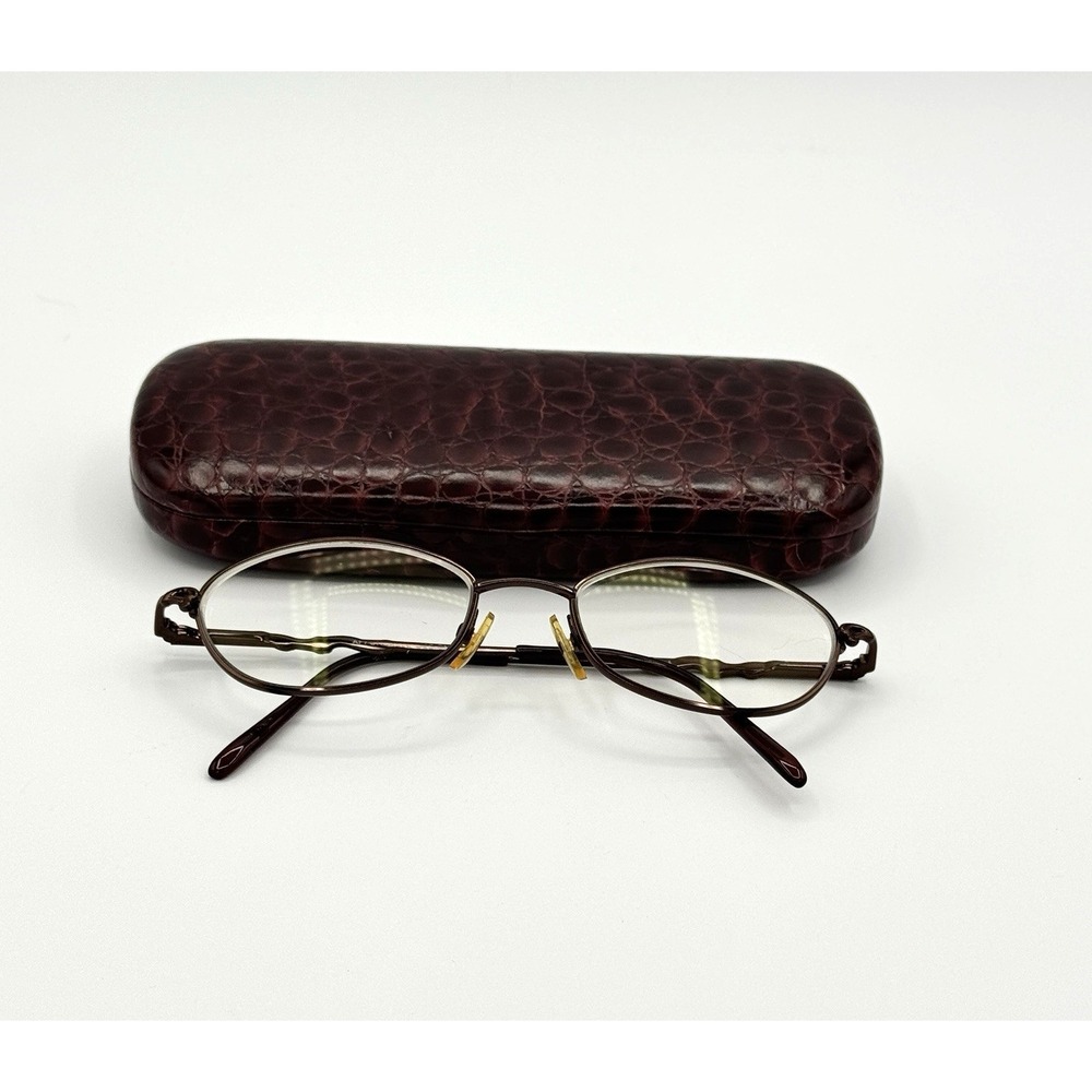 Vintage Round Metal Eyeglass Frames Brown Italia Dark Academia Librarian READ